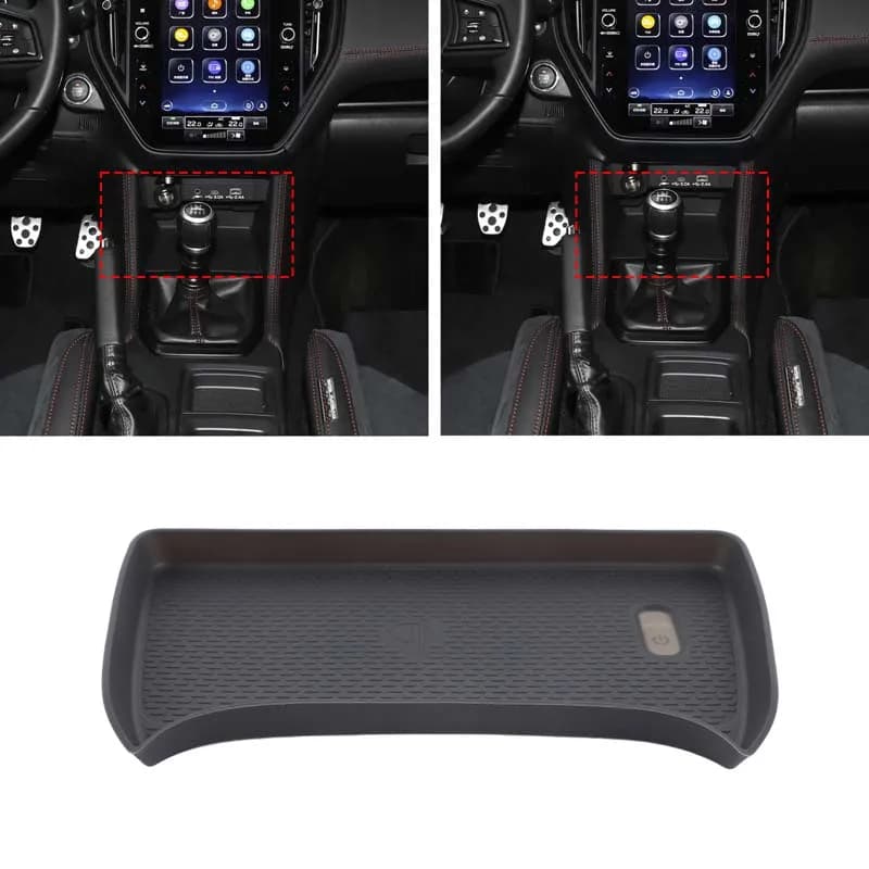 Silicone Wireless Charging Center Console Storage Box Wireless Charger Slot Pad Car Accessory For Subaru Crosstrek GU9 2025-2026