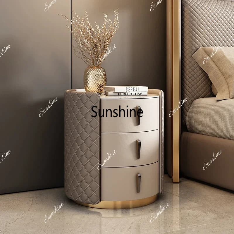 Storage Modern Nightstand Aesthetic Luxury Simple Leather Bedside Table Italian Trendy Muebles Para Cuarto Bedroom Furniture