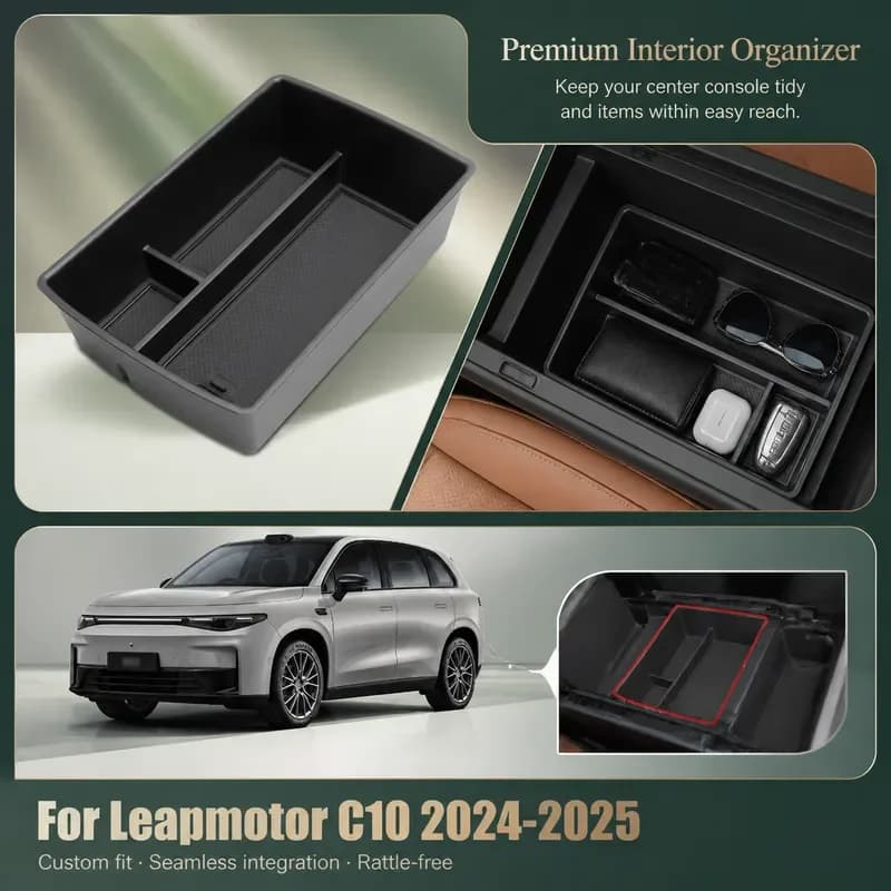 For Leapmotor C10 2024 2025 Center Console Armrest Storage Box Organizer Tray Interior Accessories Case Auto Parts