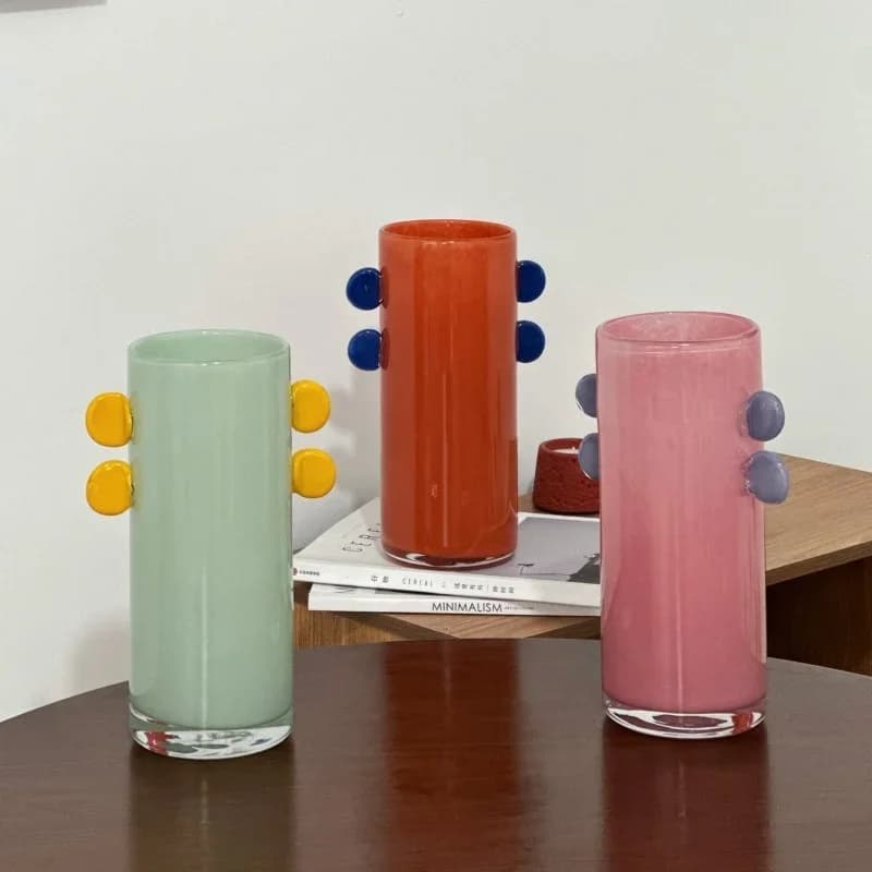 Colored Geometric Glass Vase Color Patches Flower Vase Hydroponics Terrarium Flower Arrangement Accessories Home Decoration