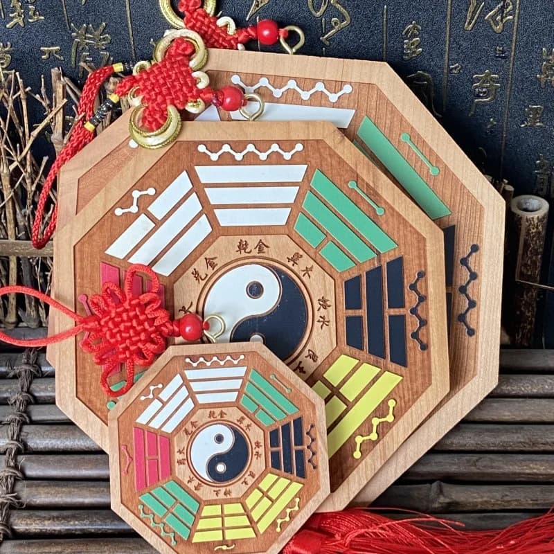 Peach Wood Bagua Fortune Feng Shui Pendant Carved Tai Chi Home Lucky Ornament Wholesale