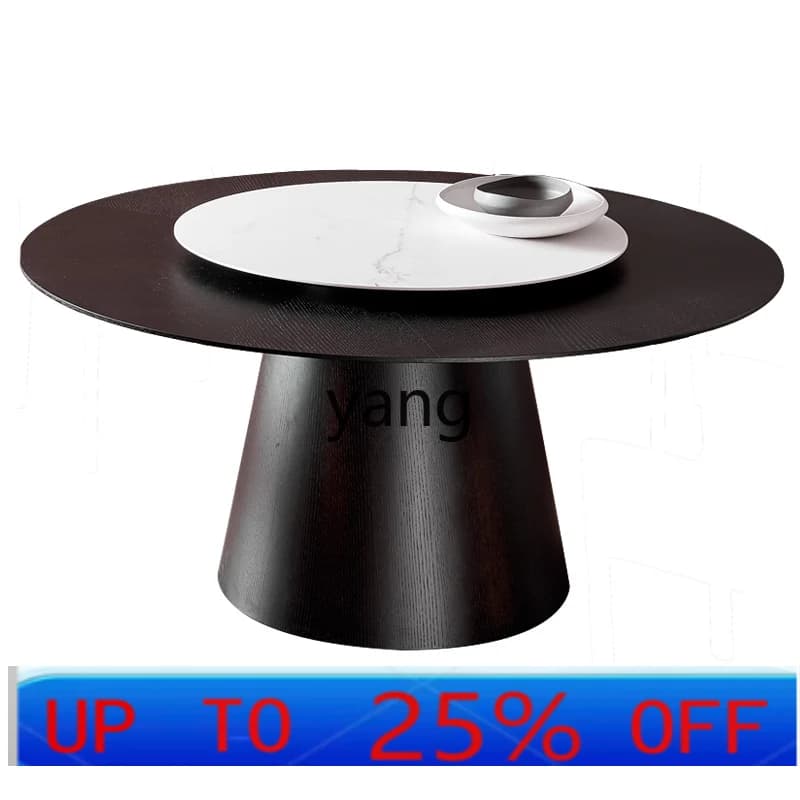 LMMsimple modern household light luxury rock slab dining table and chair combination round table