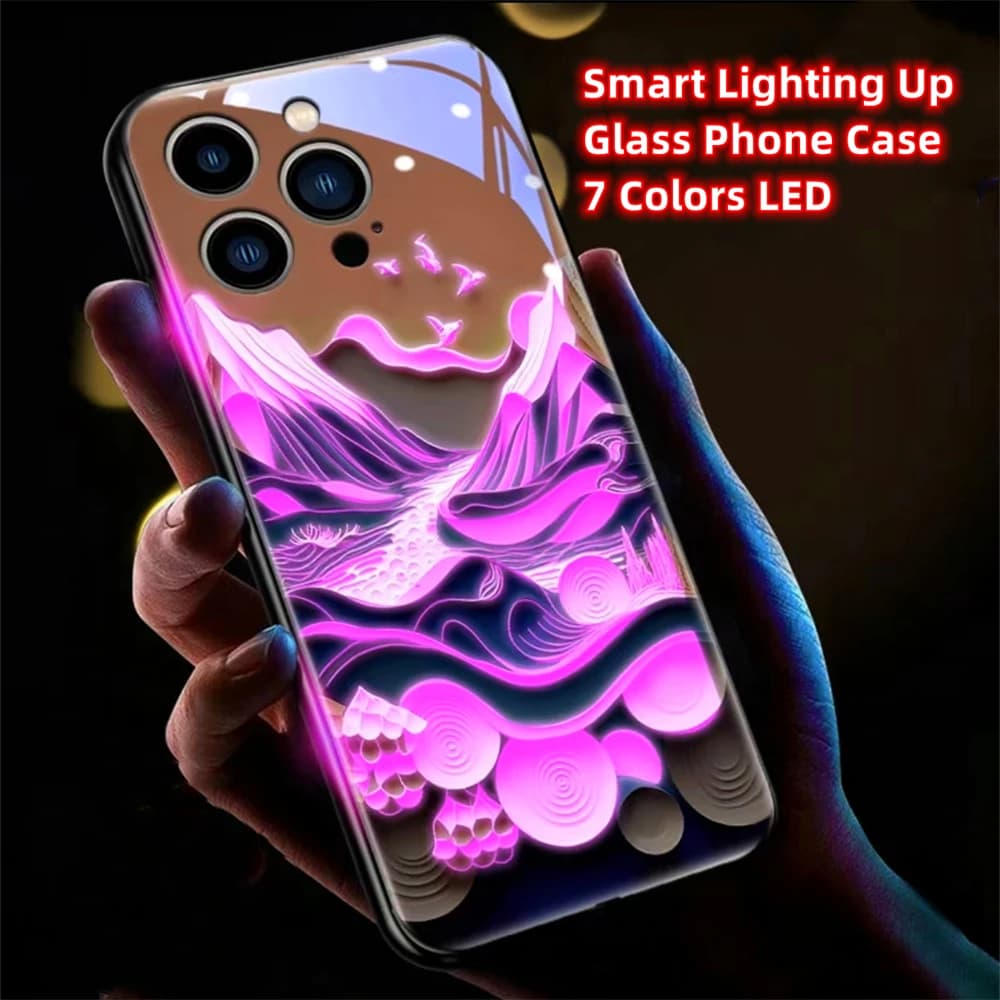 Summer Orange Light Smart Voice Call Light Shell LED Light Mobile Phone Case For iPhone Air 17 16 E 15 14 13 12 11 Pro Max Plus