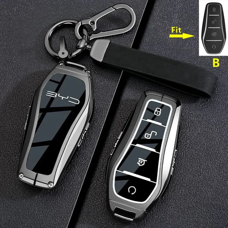 For BYD Dolphin Tang EV600 Han EV Yuan ATTO 3 Song PLUS Pro DMI Qin Zinc Alloy Car Key Case Remote Cover Keychain Accessories