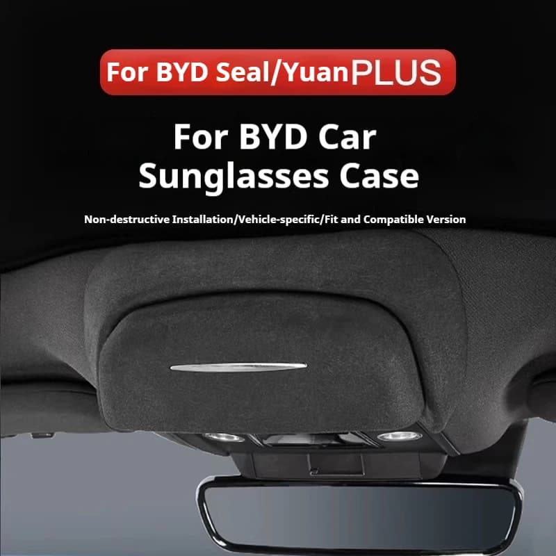 Suede Car Sunglasses Clip Storage Box, Easy Installation Interior Accessories For BYD Yuan & Seal