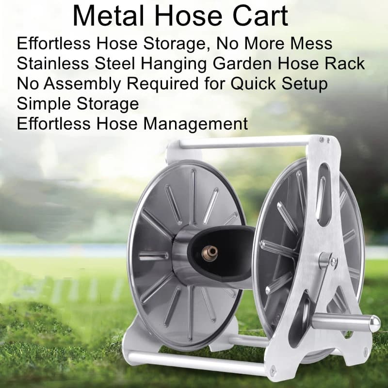 Wall-Mounted Garden Hose Storage Rack Stainless Steel Automatic Hose Reel for Watering Plants and Car Washing
