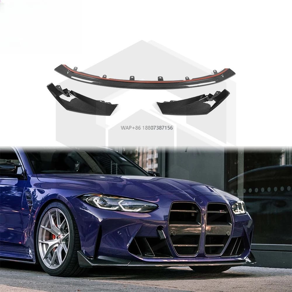 Real Dry Carbon Fiber CSL Type Front Lip Splitter for  M3 G80 M4 G82 G83 Front Bumper Lip G82 M4 Diffuser Spoiler Body Kits