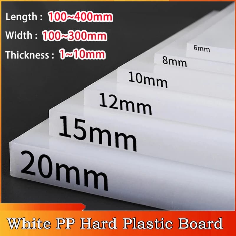 2~50pcs Thickness:1~20mm Length:100~400mm Width:100~300mm White Sheets PP Plates Plastic Board Waterproof Wear Resistant