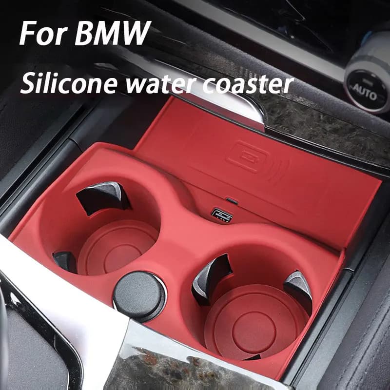 Silicone Anti Slip Cup Holder For BMW IX3 X3 X4 X5 3 4 Series I3 I4 2020-2024 With Storage Tray Cover Mat Accessories