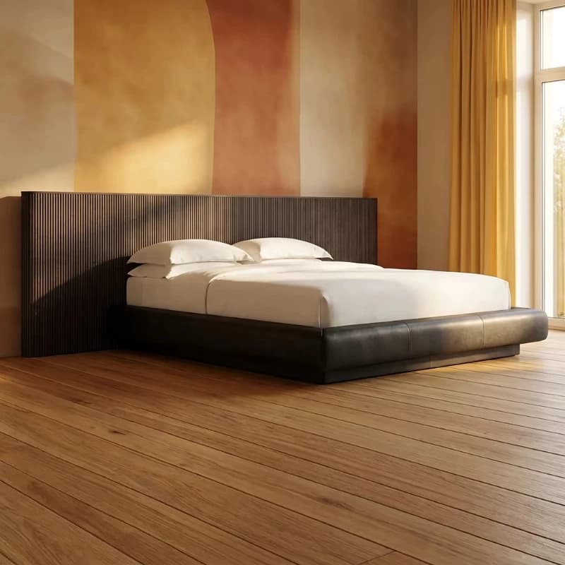 Durable bed frame manufacturer, multi-layer solid wood modern wooden bed, suitable for modern home decoration enthusiasts
