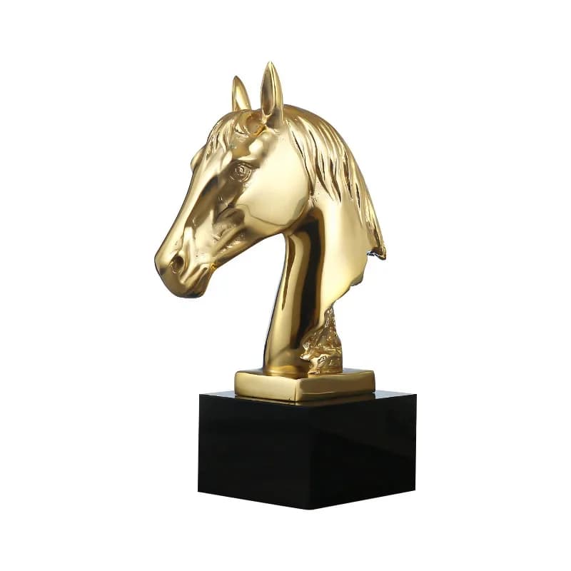 Nordic style brass horse head desktop book relies on ornaments, European soft decoration home study