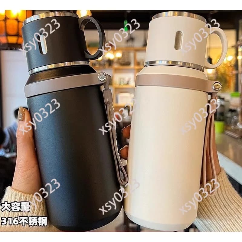 Large Capacity 316 Stainless Steel Vacuum Flask Stylish Lightweight Thermal Cup Daily Drinkware