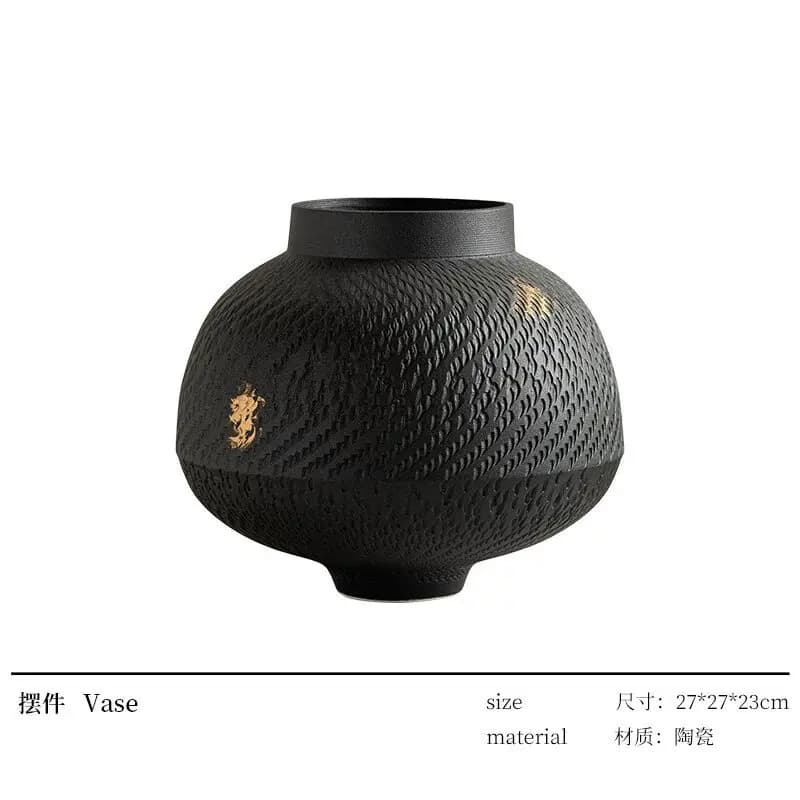 New Chinese creative red ceramic vase ornament dining side cabinet desktop flower arrangement device