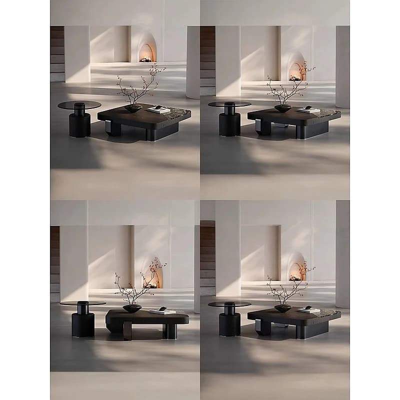 Italian Tech Stone Square Coffee Table Minimalist Luxury Designer for Small Living Room Bedroom