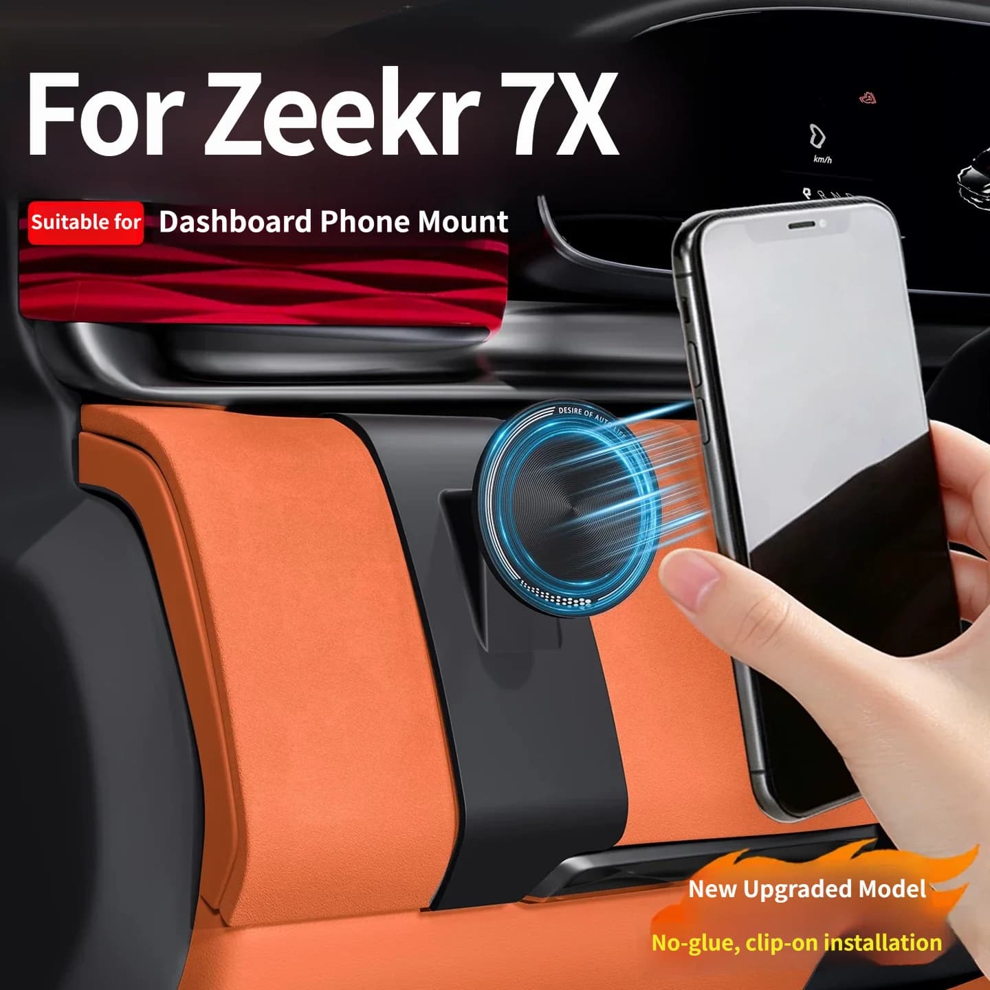 For ZEEKR 7X 2025 2026 Stable Magnetic Car Phone Holder Dashboard Mount Anti-slip Bracket Car Accessories