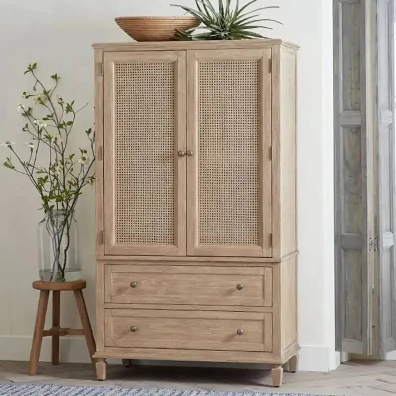 European Rattan Wardrobe Closet Adults Customized Space Saving Wooden Wardrobes Storage Organizer Armadio Guardaroba Furniture