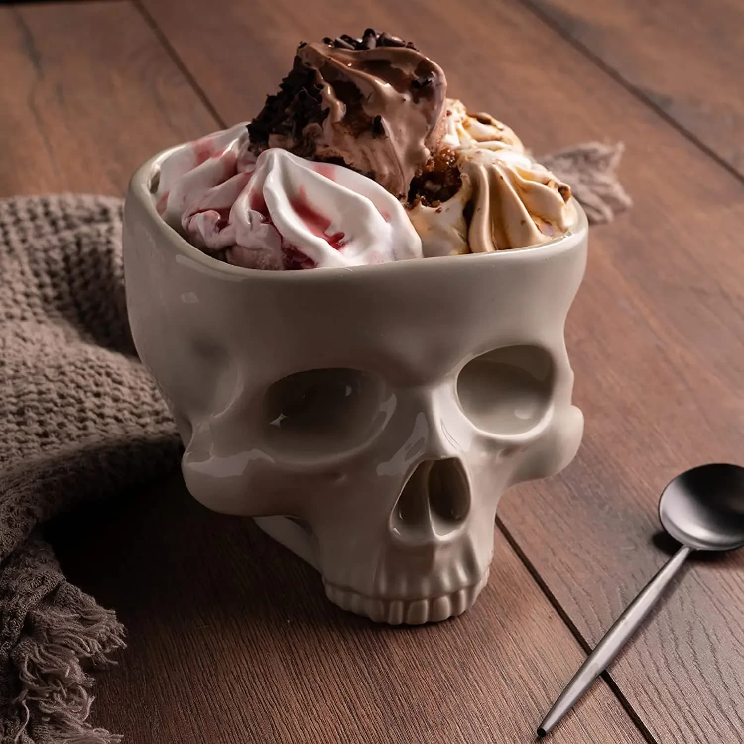Halloween Gothic Skull Porcelain Pasta Bowl Retro Ceramic Noodle Salad Candy Tableware Bar Tabletop Decor