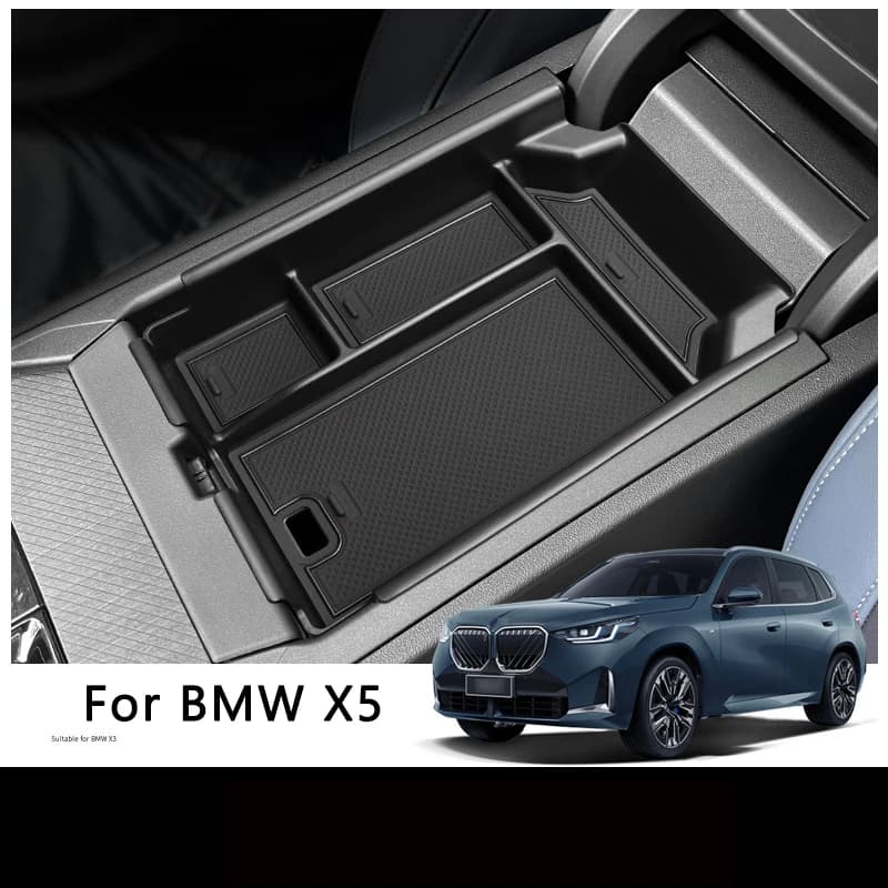 For BMW X3 2025 Central Control Armrest Box Storage Box PVC ABS Material Car Interior Accessory