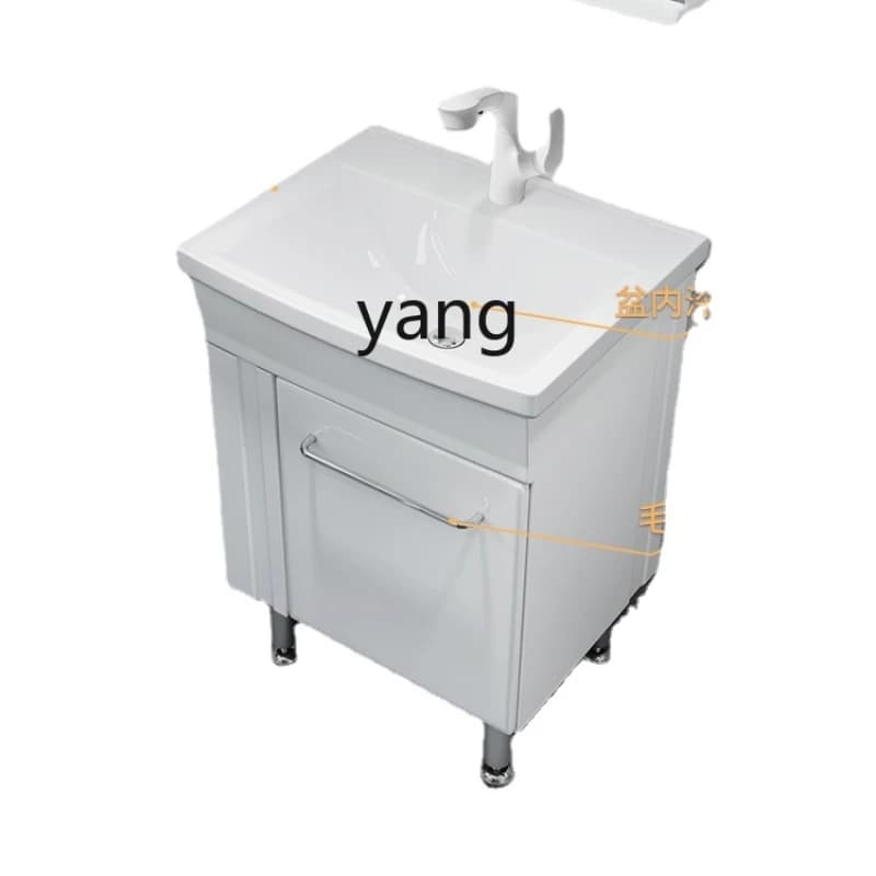 LH  Acrylic Floor Bathroom Cabinet Washbasin Combination Big Belly Capacity Basin Small Apartment Waterproof Bathroom Cabinet