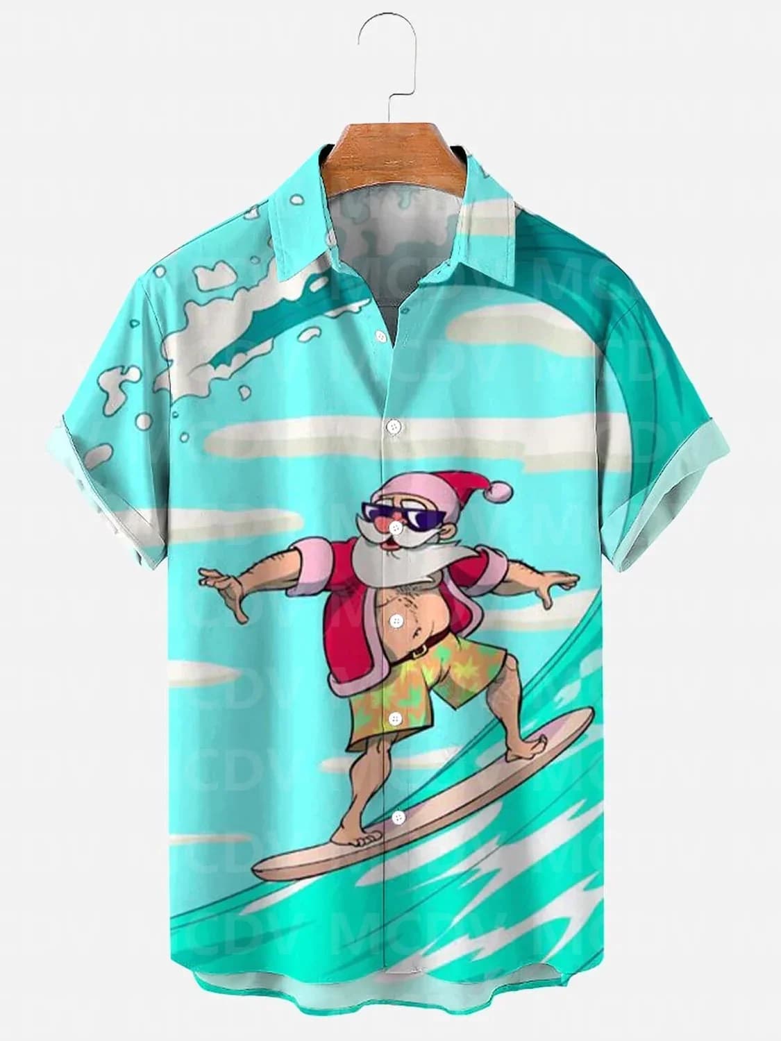 Men's For Women's Christmas Santa Claus Snow Rabbit Art Print Casual Shirt Hawaiian Shirt