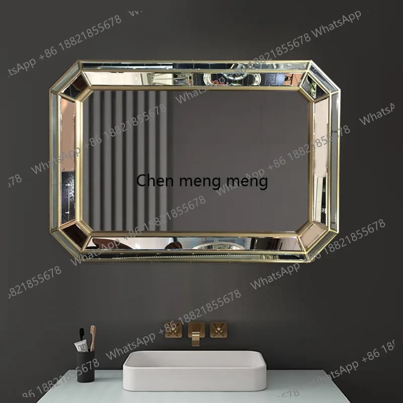 Light luxury square mirror modern European living room decoration wall hanging bathroom hotel washstand dressing mirror