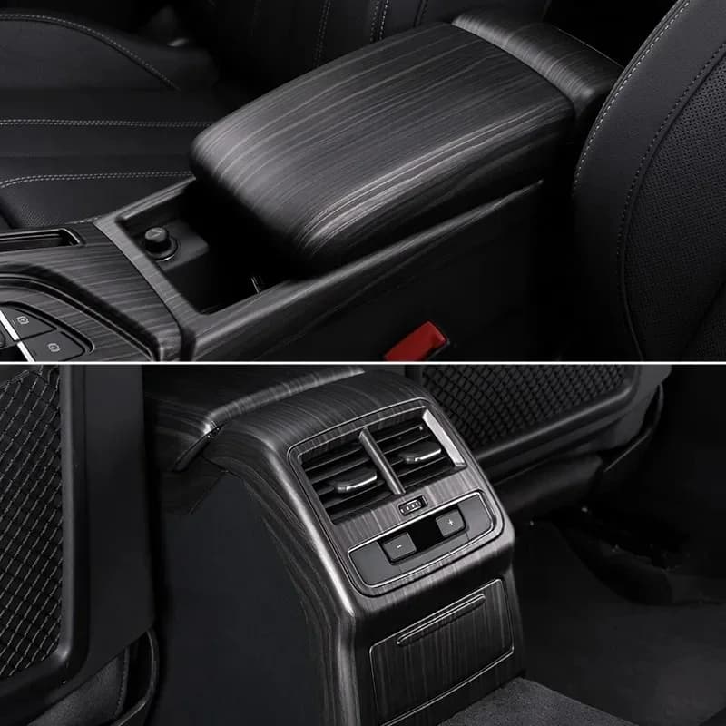 For Audi A4L B9 LHD 2017-2024 Interior Trim Kit Door Panel Armrest Gear Shift Cover Matte Mahogany Grain Overlay Accessories