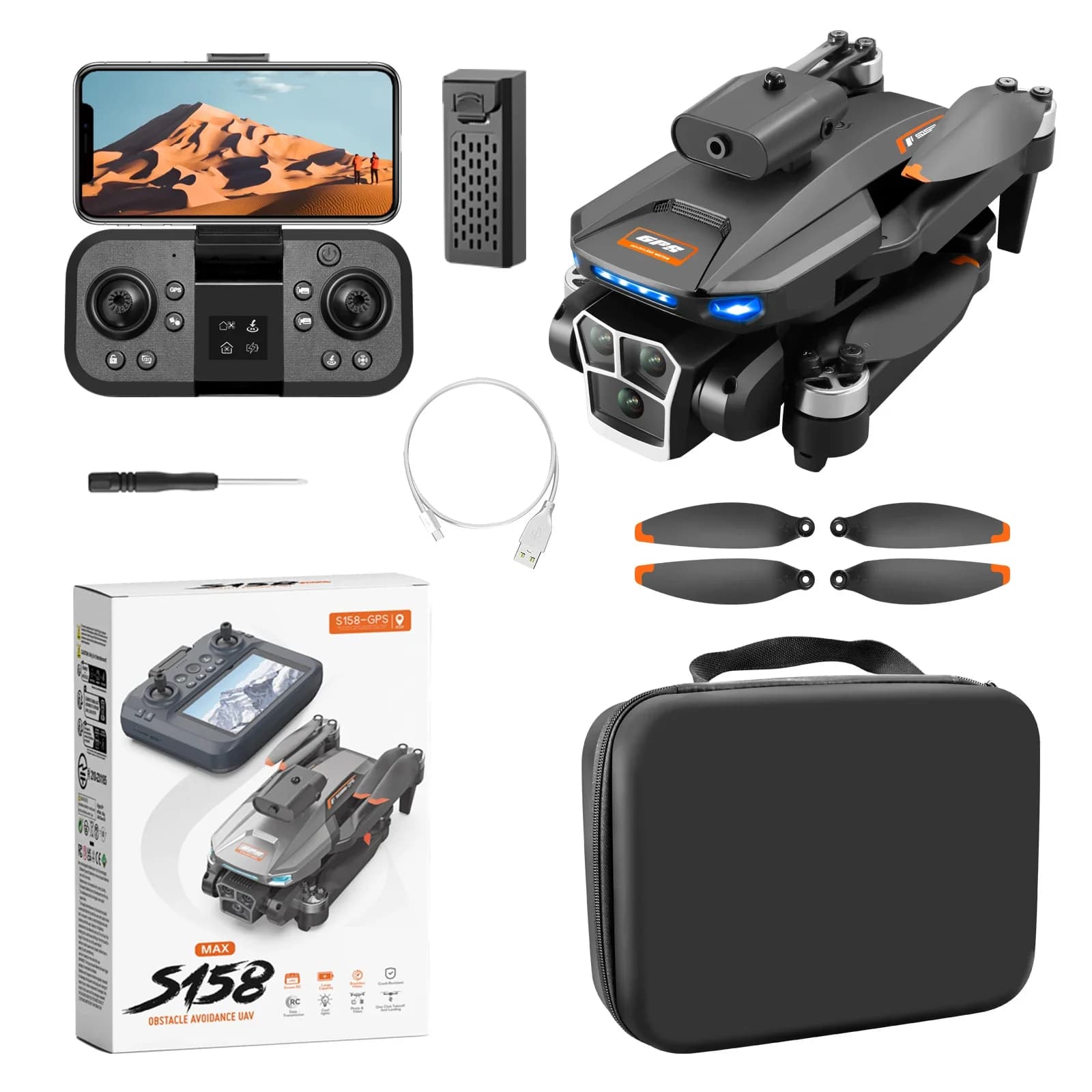 for S158 GPS Upgraded Screen Control Infrared Four Obstacle Avoidance GPS Camera ESC Brushless Motor Professional Aerial Camera