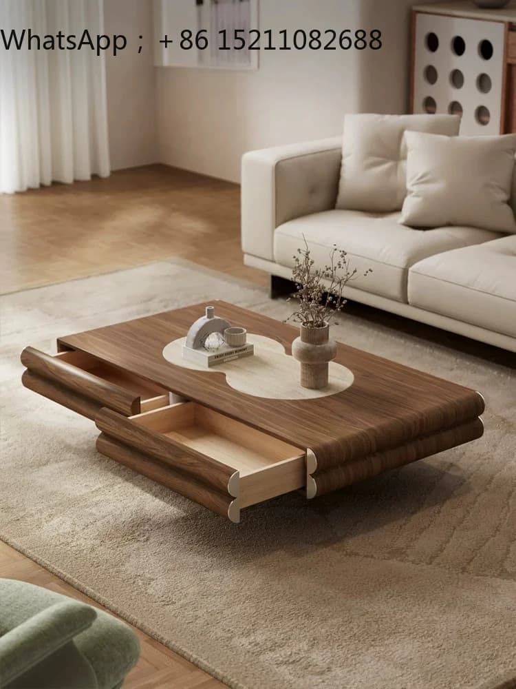 LLY medieval retro rectangular coffee table sofa side table high-end tea table small apartment