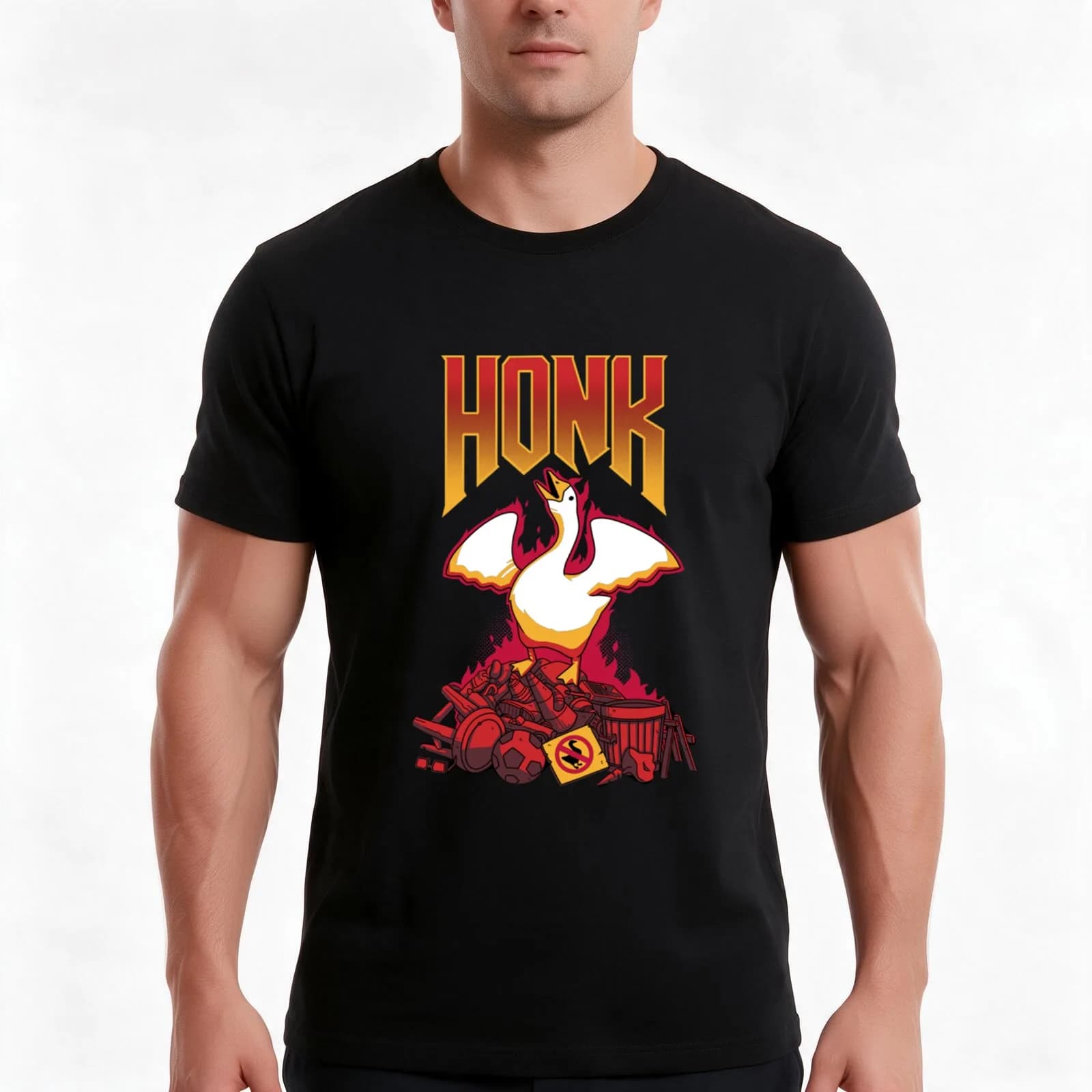 HONK ALL THE DEMONS T-Shirt, Summer Casual Cotton Tee, Oversized Streetwear Tops, Vintage Graphic Print, Loose Fit Short Sleeve