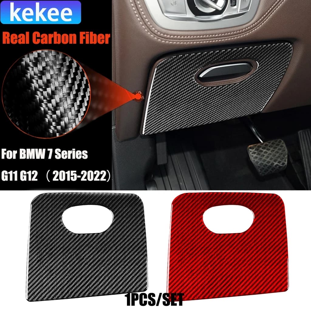 Carbon Fiber Car Accessories Driver Storage Decorative Modified Interior Trim Cover Sticker For BMW 7 Series G11 G12 2015-2022