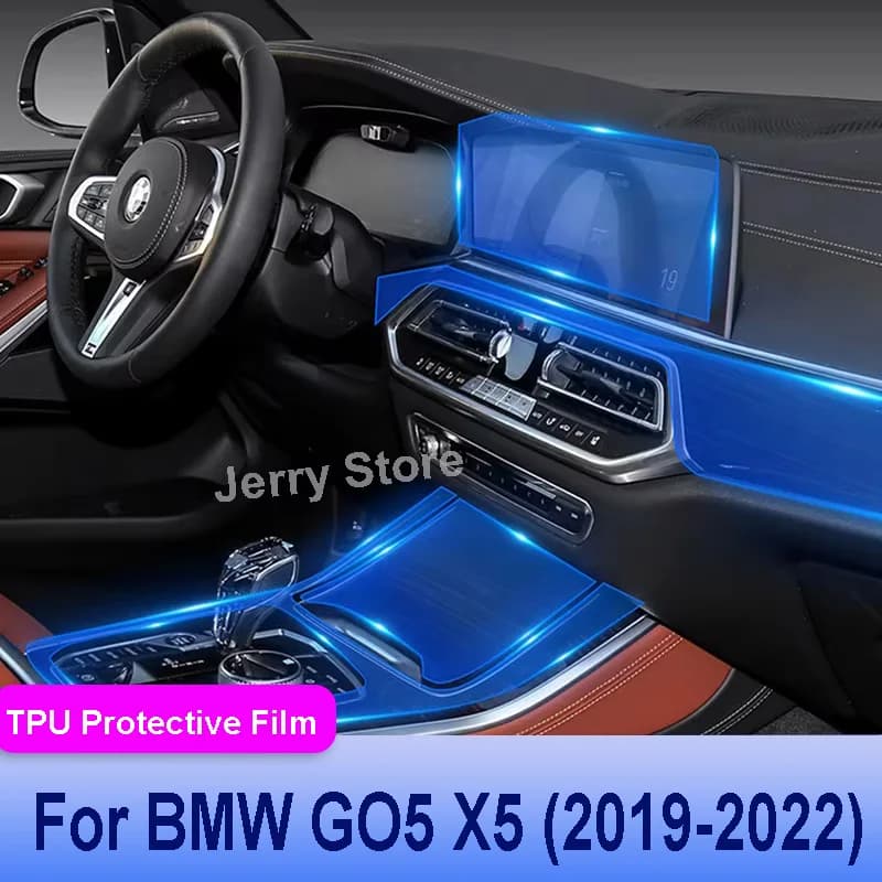 For BMW GO5 X5 (2019-2022) Car Interior Center Console Transparent TPU Film Protective Anti-scratch Car Sticker Accessories