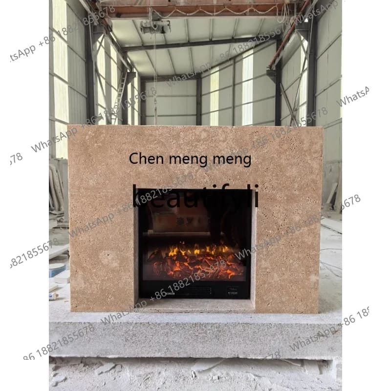 178Natural French cave stone fireplace living room simple American retro fireplace decorative cabinet