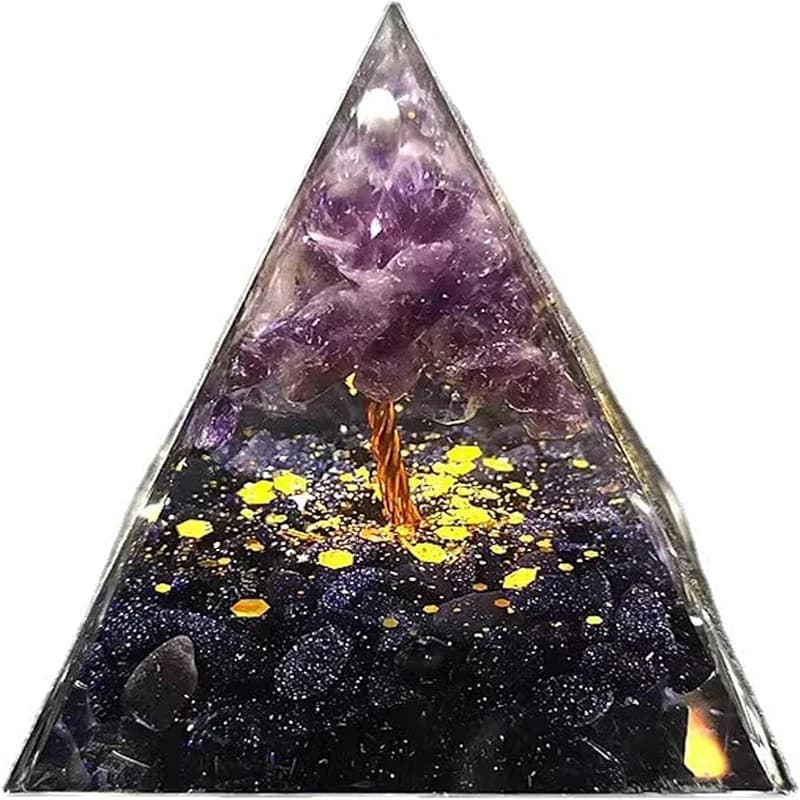 8cm Natural Stone Orgonite Blue Planet,Pyramid Crystals Orgone Energy Generator, Healing Reiki Chakra Meditation Ornaments