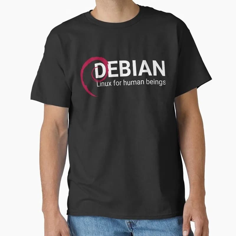 Debian Linux for Human Beings Operating System Graphic T‑Shirt Casual Short Sleeve Tees Geek IT Developer Fan Gift Streetwear