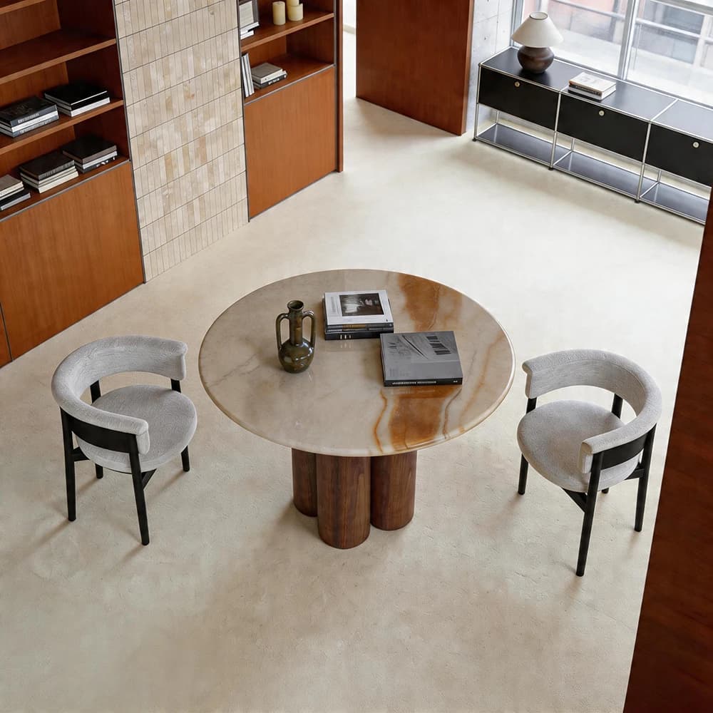 #Restaurant Furniture Natural Stone White Jade Stone Round Dining Table Set With Factory Sale Direct