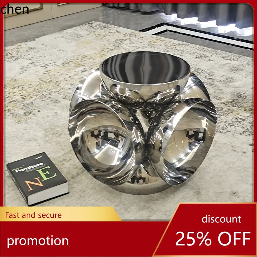 CZ Creative Minimalist Small Side Table, Clothing Display Prop, Round Corner Table, Mirrored Corner Table