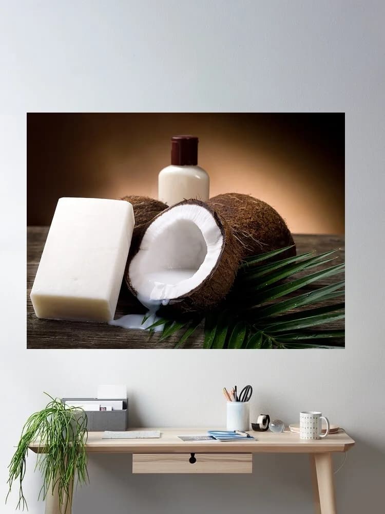 Coconut Soap Man Made Spa Art Print Canvas Poster, Living Room Decor, Home Wall Picture