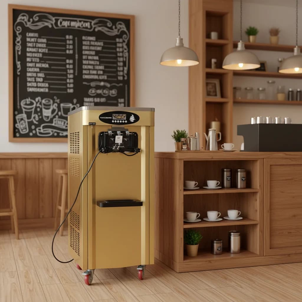 High Efficiency 3-Flavor Freestanding Golden Gelato Machine Commercial Soft Serve Ice Cream Maker For Milk Tea Shop