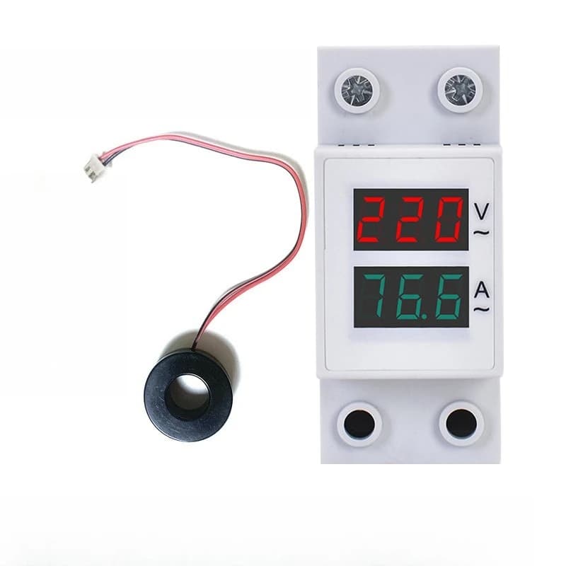 AC Dual Display Voltage 220V Current 100A Meter 2P3P Controlled Open Display Meter Rail Type Air Single Phase Digital Home