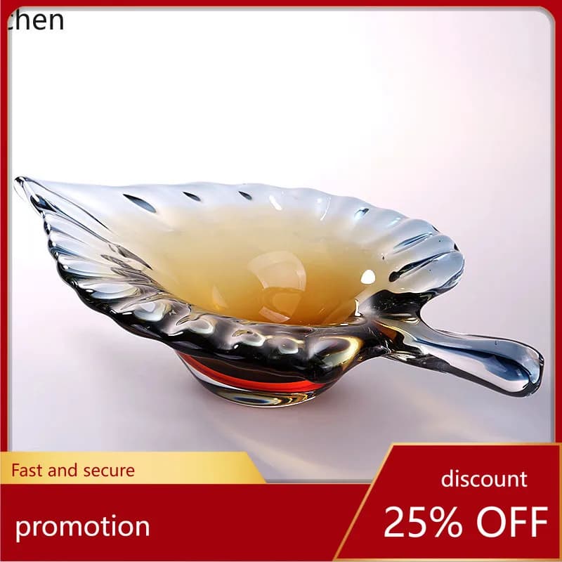 Zml creative glass art leaf fruit plate - high-end home living room hotel table decoration ornament