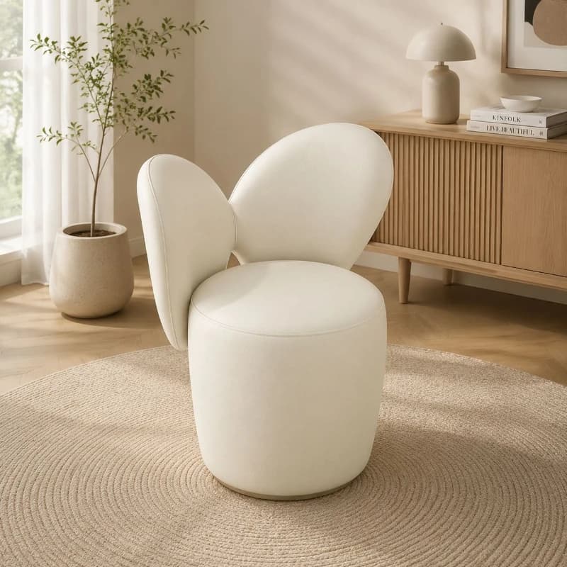 Simple cream wind round stool single makeup chair special-shaped light luxury bedroom