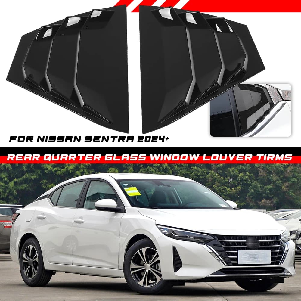 1 Pair Car Rear Window Louver Vent Cover Trim Scoop Shutter Vent Decor fit For Nissan Sentra Facelift 2024+