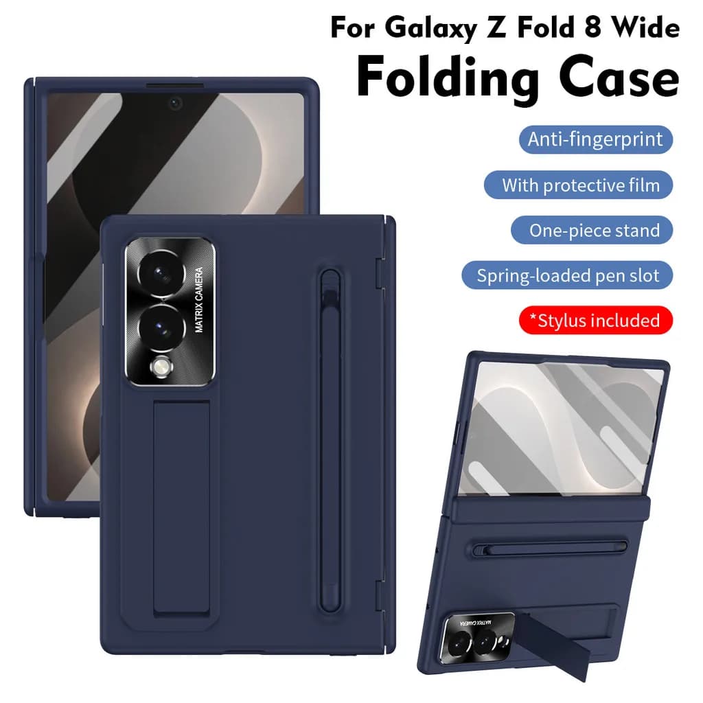 Matte With Stylus Pen Hinge Case For Samsung Galaxy Z Fold 8 Ultra 8 Wide TriFold Fold 7 6 360 Full Protection Shockproof Cover