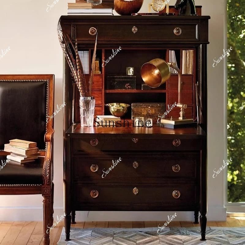 Medieval solid wood chest large capacity entrance locker can be customized  FT