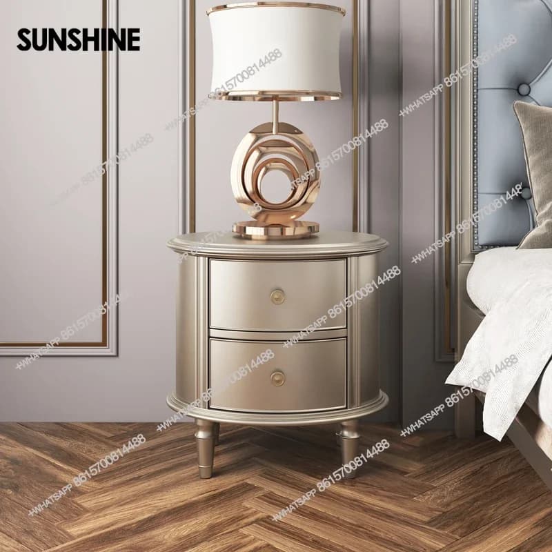American light luxury bedside table, champagne gold, all solid wood bedroom, bedside locker, second chest cabinetX