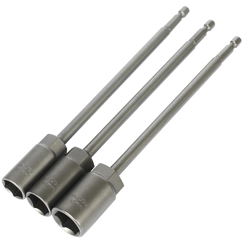 1/4 In 30mm Deep 6-19mm Hex Nut Screwdriver Bit Socket Electric Drill Impact Driver Drill Bit Wrench Hand Drill Kit Tool L=200mm