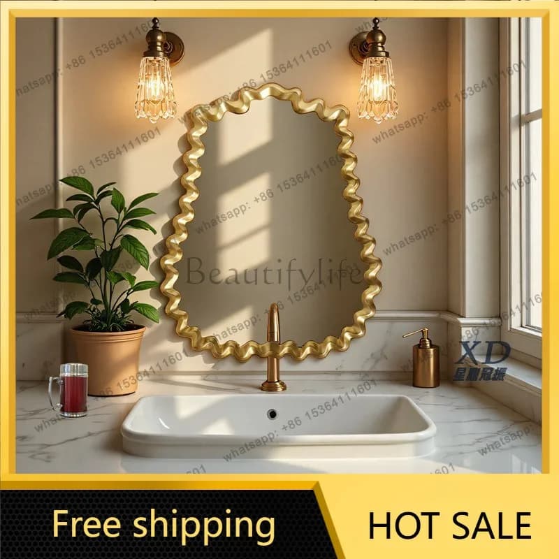 PG French retro bathroom bathroom cosmetic mirror wall hanging  intelligent special-shaped entrance fireplace decorative mirror