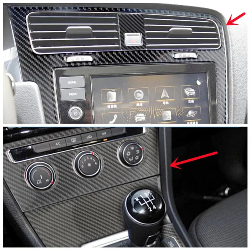 Carbon Fiber Car Center Control Panel Air Panel Modification Cover Trim Strip Sticker For Volkswagen Golf 7 Interior Accessories