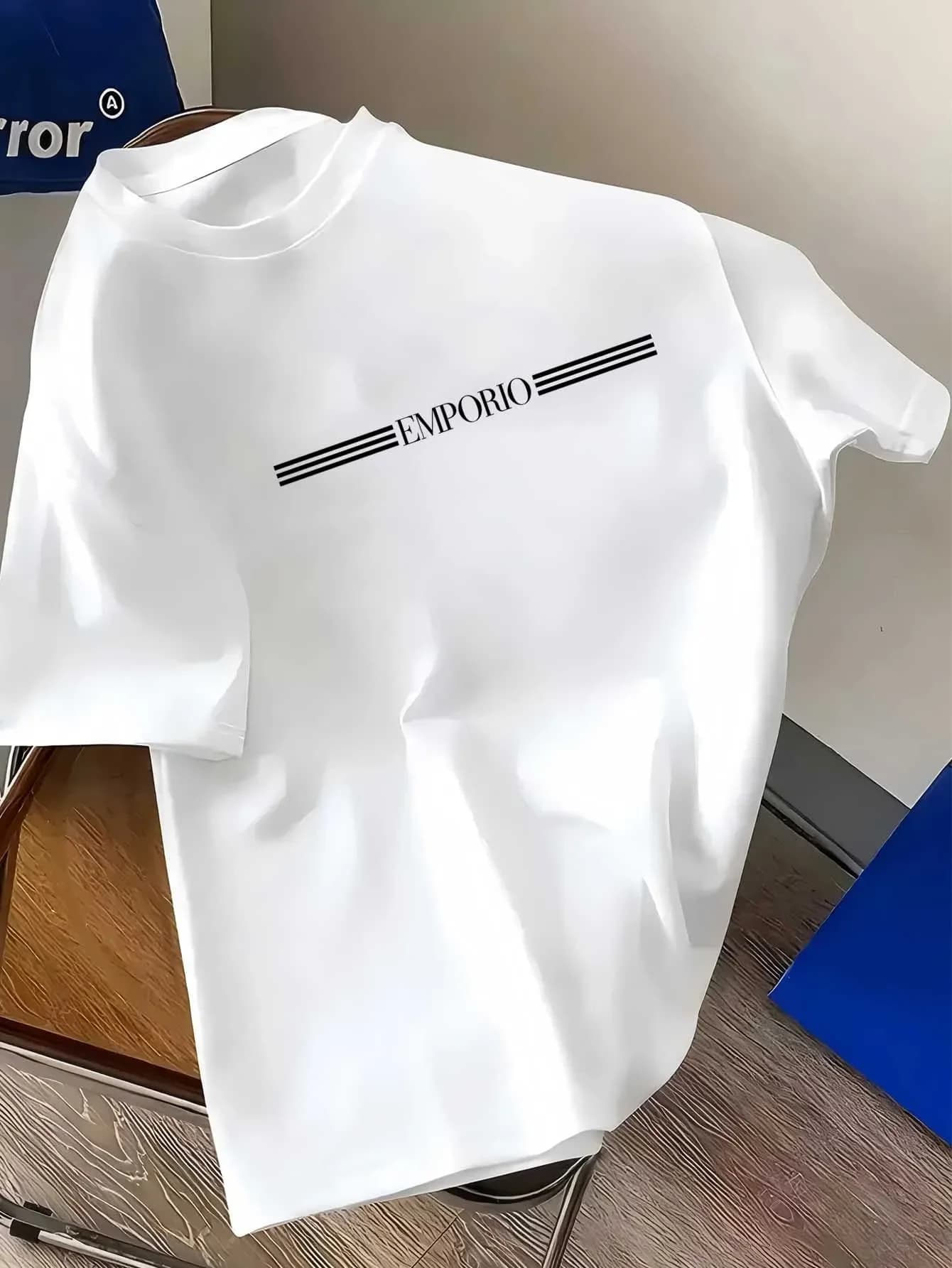 100% Pure Cotton Men's Luxury Letter Print T-shirt Short Sleeve High Quality Clothing Streetwear Casual Tops Tee Shirts Summer