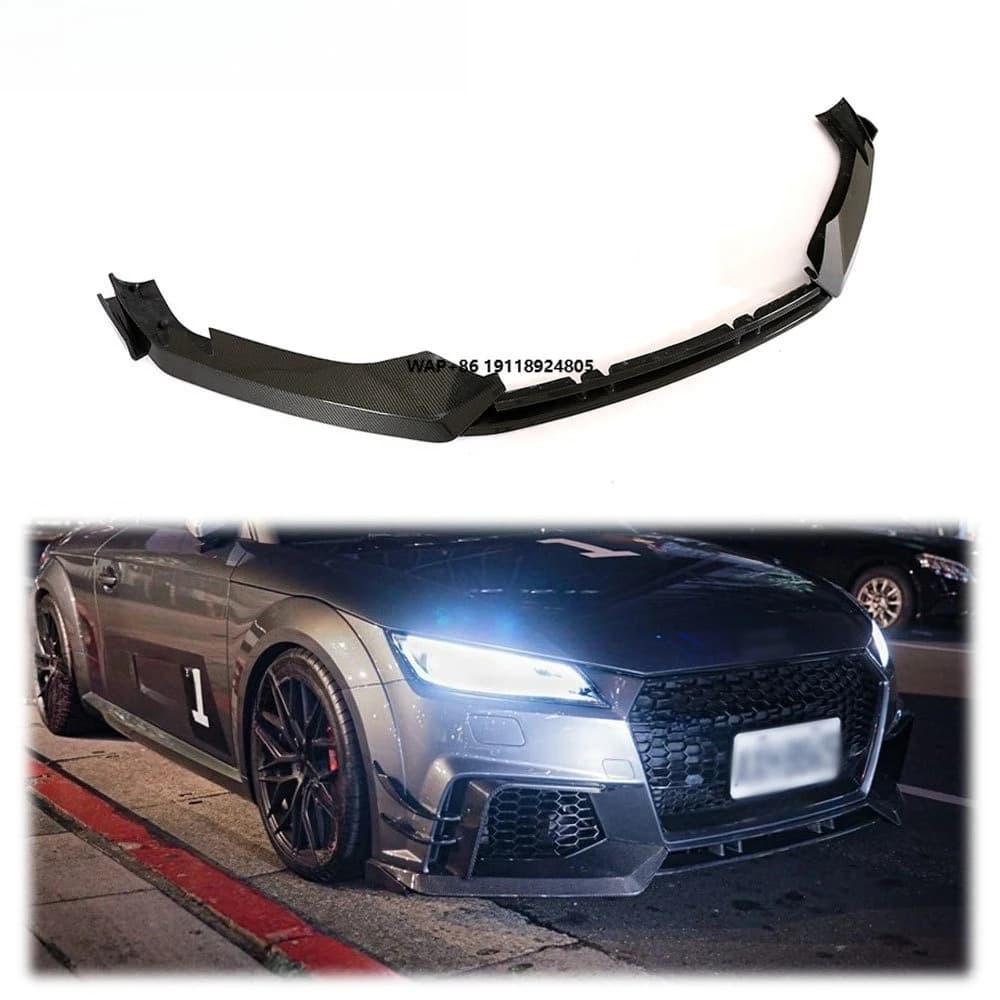 For  TT RS Front Bumper Lip Spoiler Splitter Body Kit Carbon Fiber 2016-2019